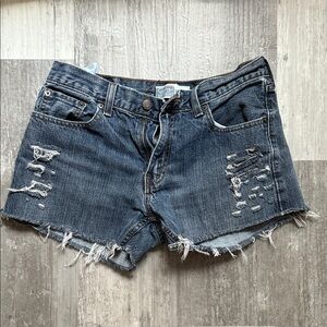 Levis Signature Straight Cutoff Shorts Dark Wash With Distressing Size 30